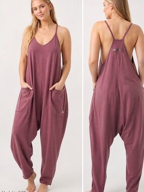 Free People Movement Hot Shot Onesie Jumpsuit Mauve Pink Size Large flaw